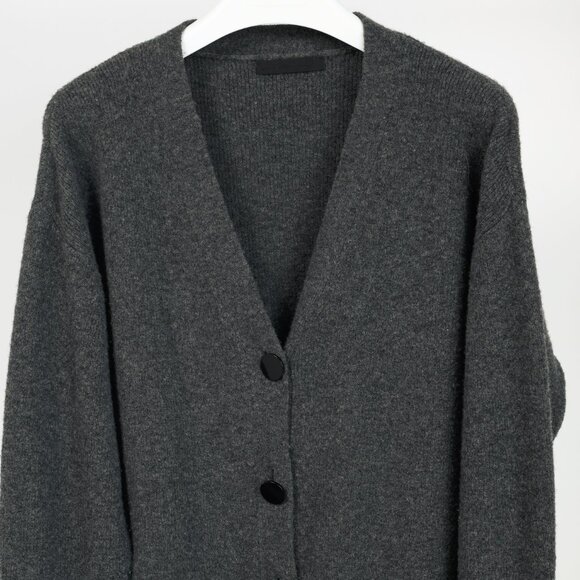 Alexander Wang Charcoal Wool-Blend Crystal-Cuff Cardigan - Picture 3 of 9